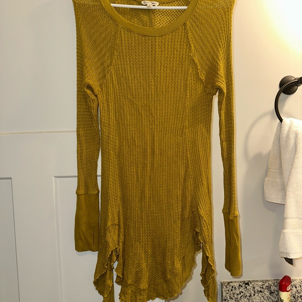 Jane and Delancey Ochre Waffle Knit Pullover